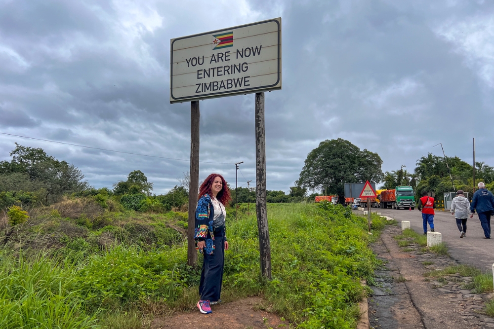 Zimbabwe Zambia border sign