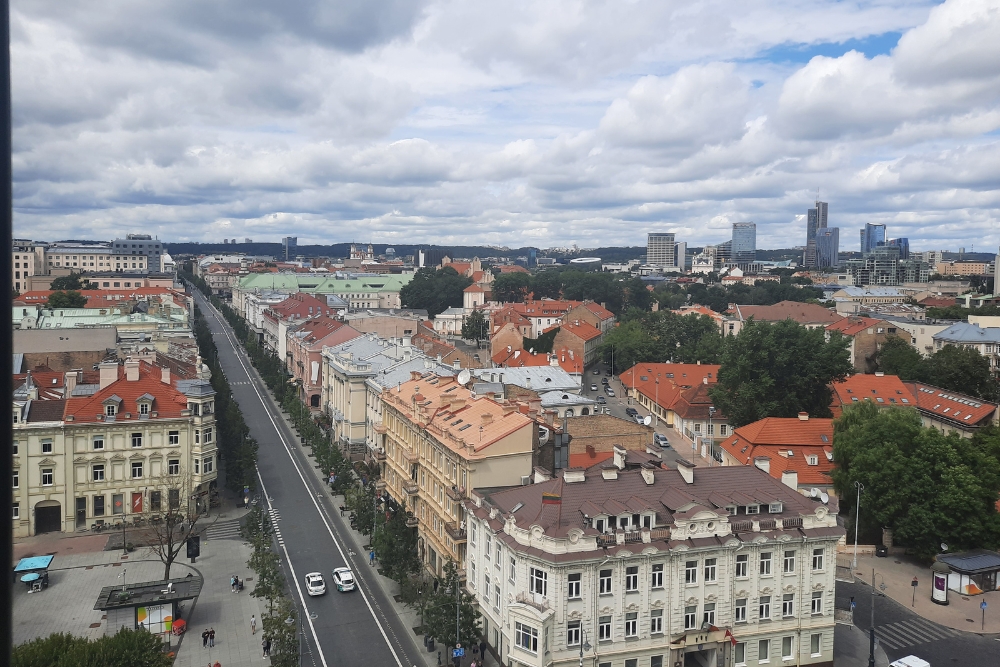 view from bell tower to Gediminas prospektas