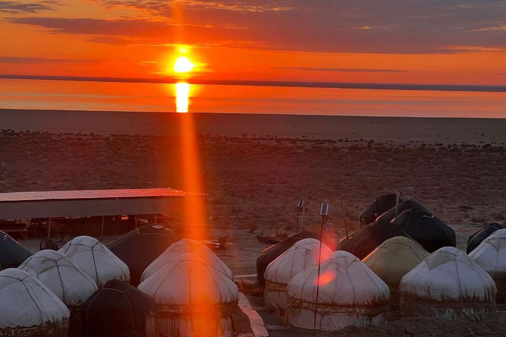 Sunrise over the Aral Sea Discovery Yurt Camp