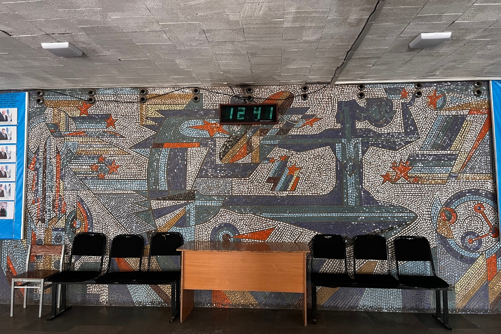 Mosaic inside Palace of Culture for Aircraft Workers