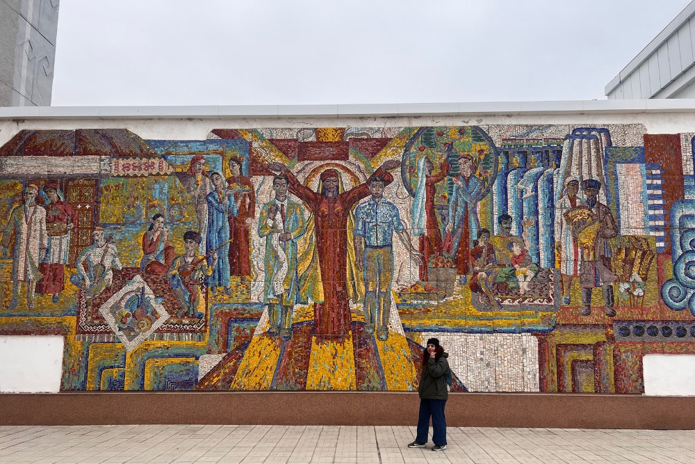 Mosaic panel Karakalpakstan near Hotel Tashkent in Nukus
