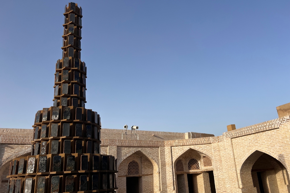 contemporary art installation within the historic center of Bukhara