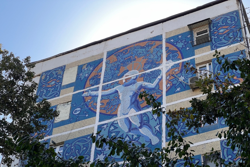 soviet mural on a residential building