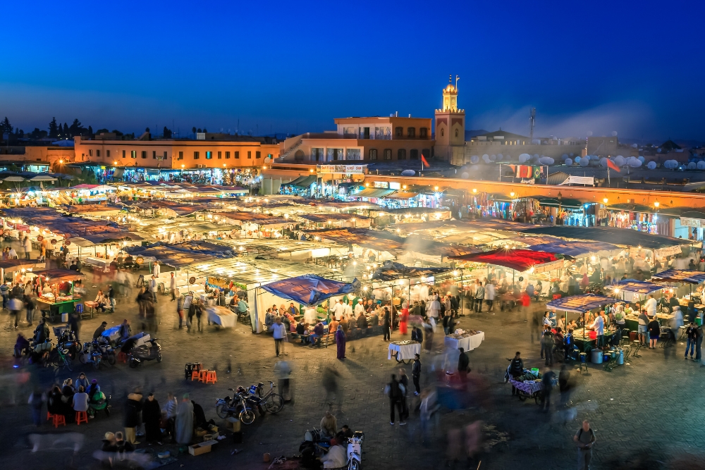 Canva Jemaa el Fnaa at night Marrakech Morocco