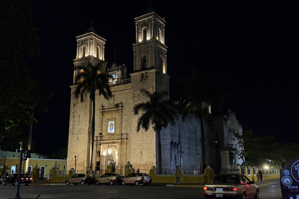 Cathedral of Saint Gervasius Iglesia de San Servacio at night Valladolid