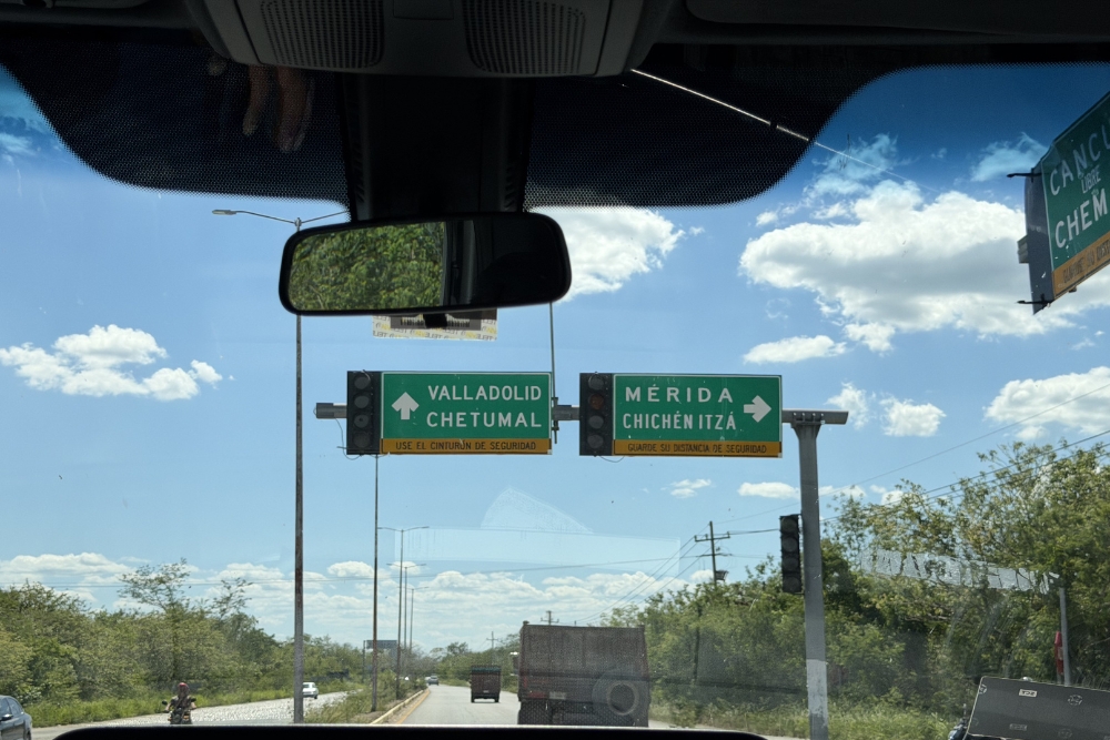 from Tulum to Valladolid road signs Valladolid