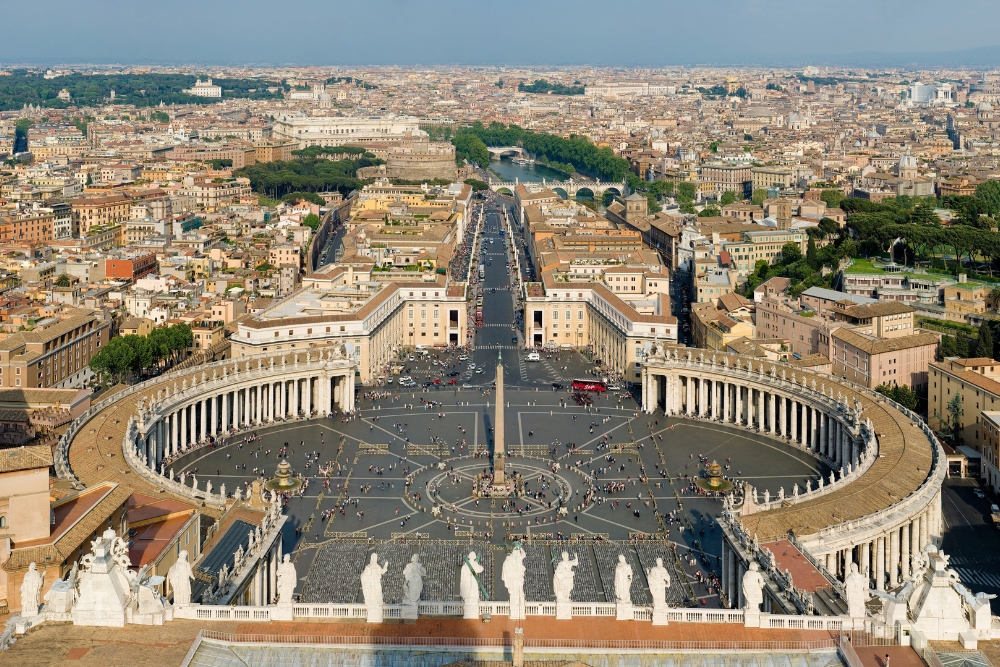 A view of St. Peters Square from the top of Michelangelos dome