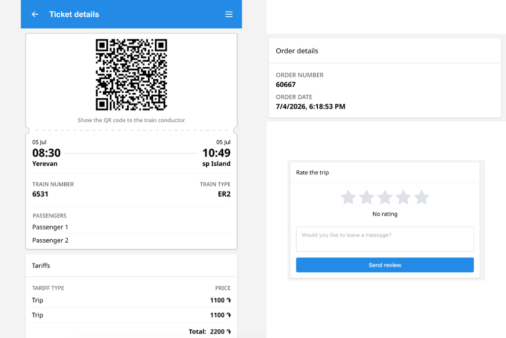 Yerevan Sevan train_elektrichka online ticket example Yerevan Sevan train elektrichka online ticket